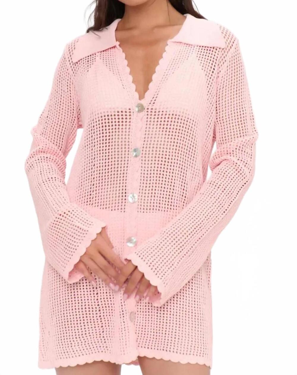NEW SHOW ME YOUR MUMU button up crochet coverup in peachy pink